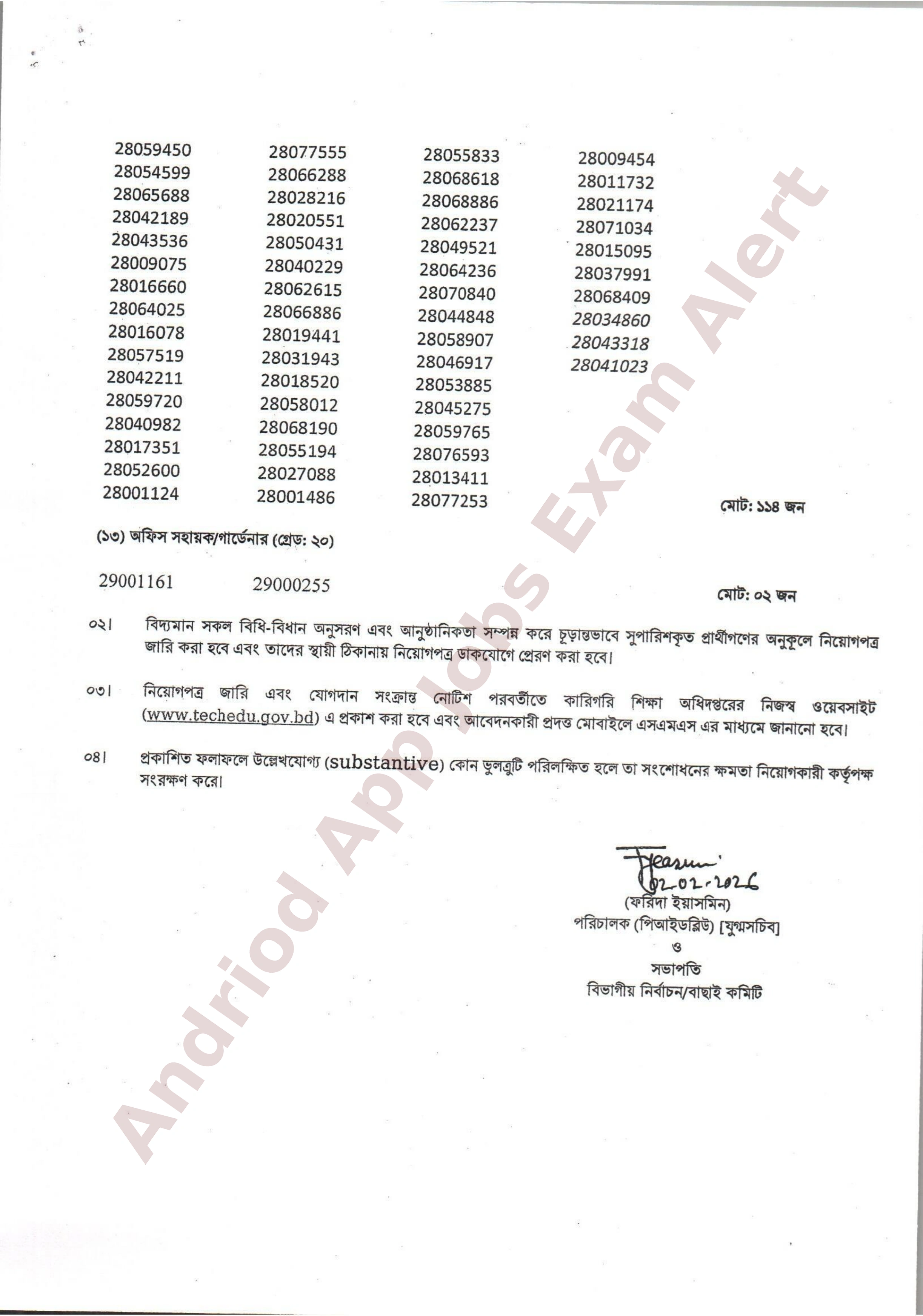 ২০০ পদে কারিগরি শিক্ষা অধিদপ্তরের চূড়ান্ত নিয়োগের ফলাফল ও জরুরি নোটিশ
