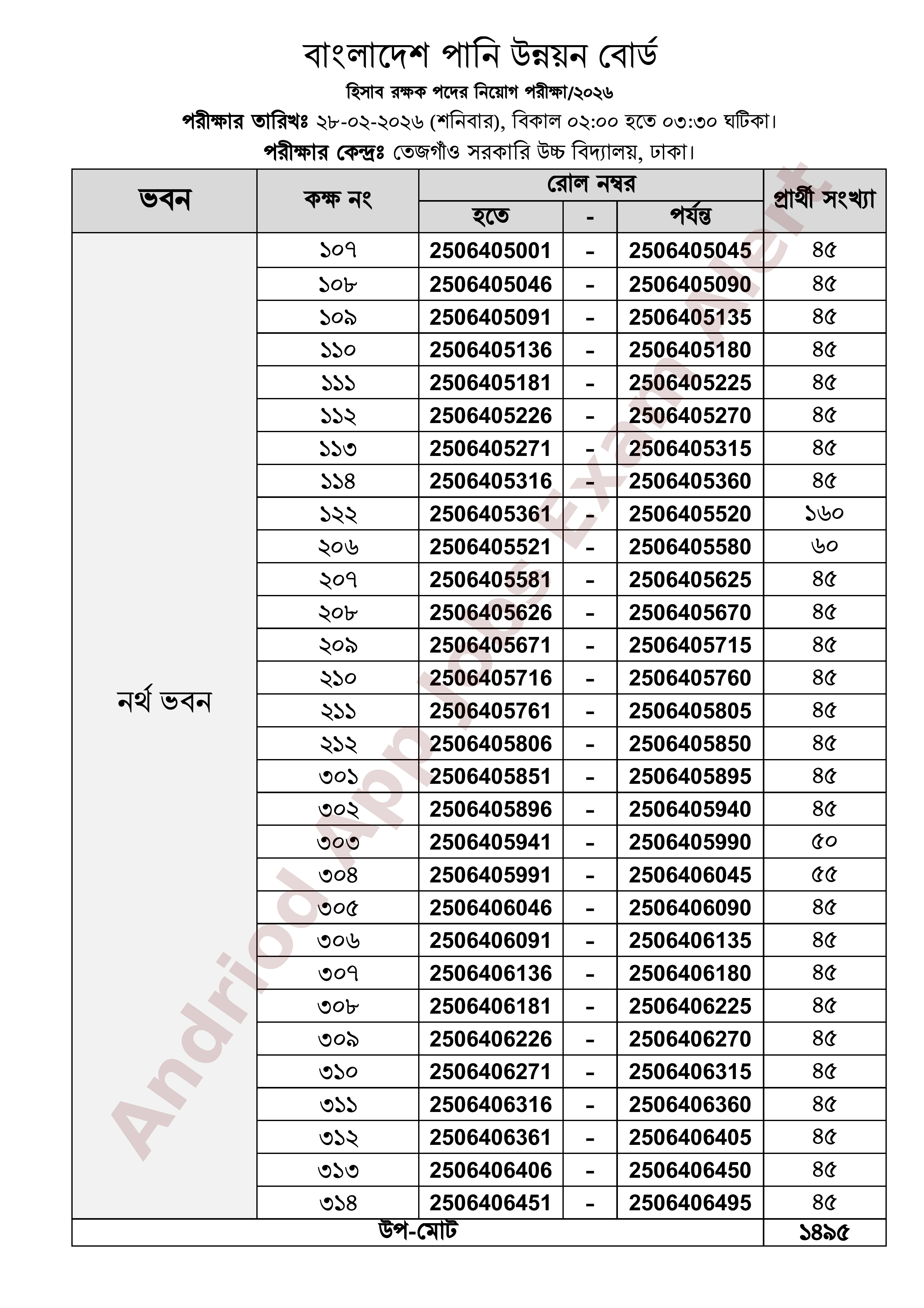 বাংলাদেশ পানি উন্নয়ন বোর্ডের নিয়োগ পরীক্ষার সময়সূচি প্রকাশ