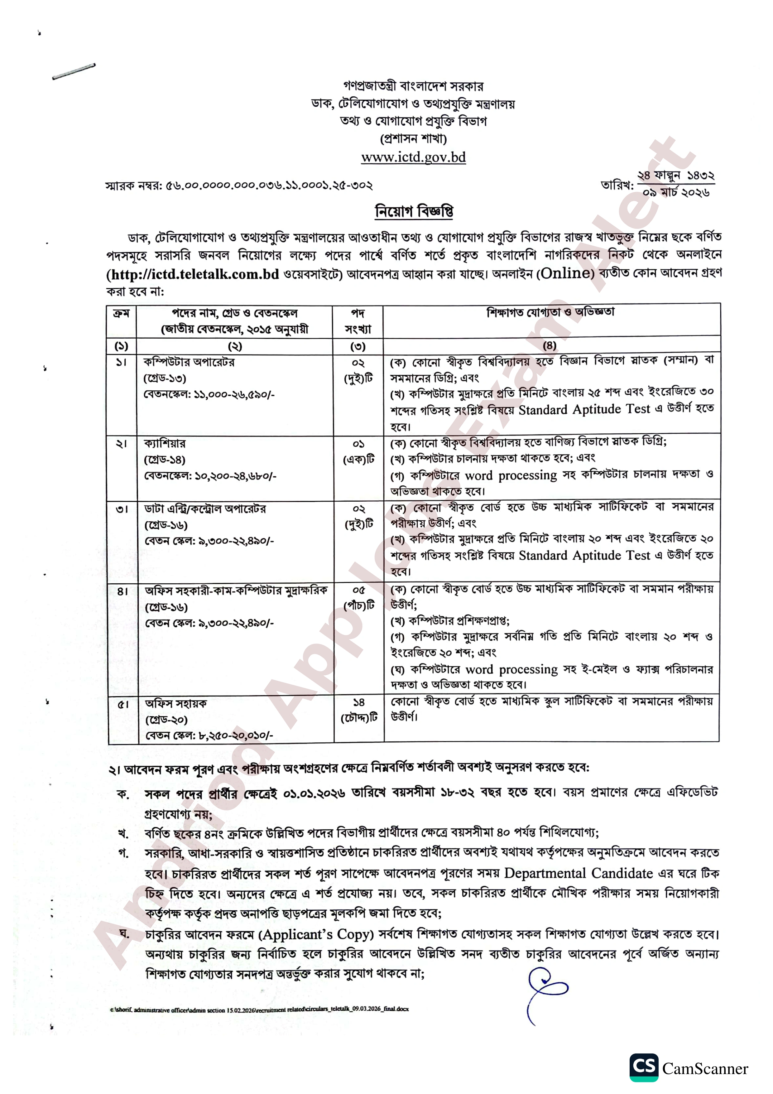 ২৪ পদে তথ্য ও যোগাযোগ প্রযুক্তি বিভাগের নতুন নিয়োগ বিজ্ঞপ্তি প্রকাশ