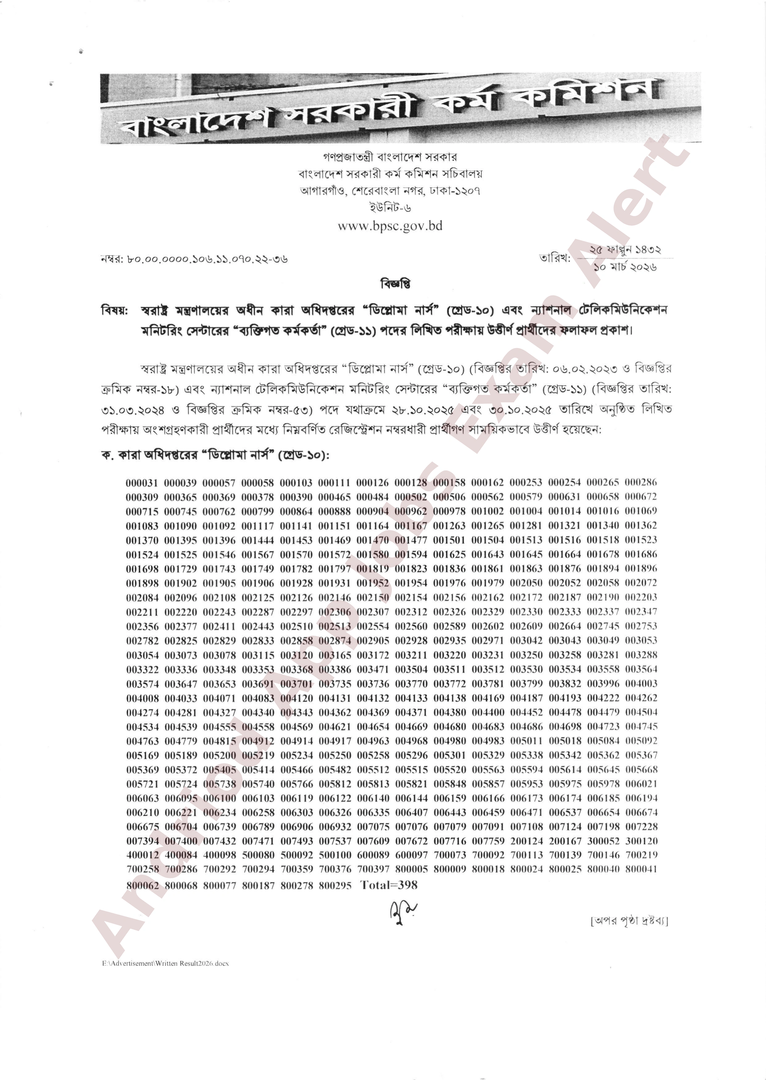 স্বরাষ্ট্র মন্ত্রণালয়ের অধীন চাকরির লিখিত পরীক্ষার ফলাফল প্রকাশ