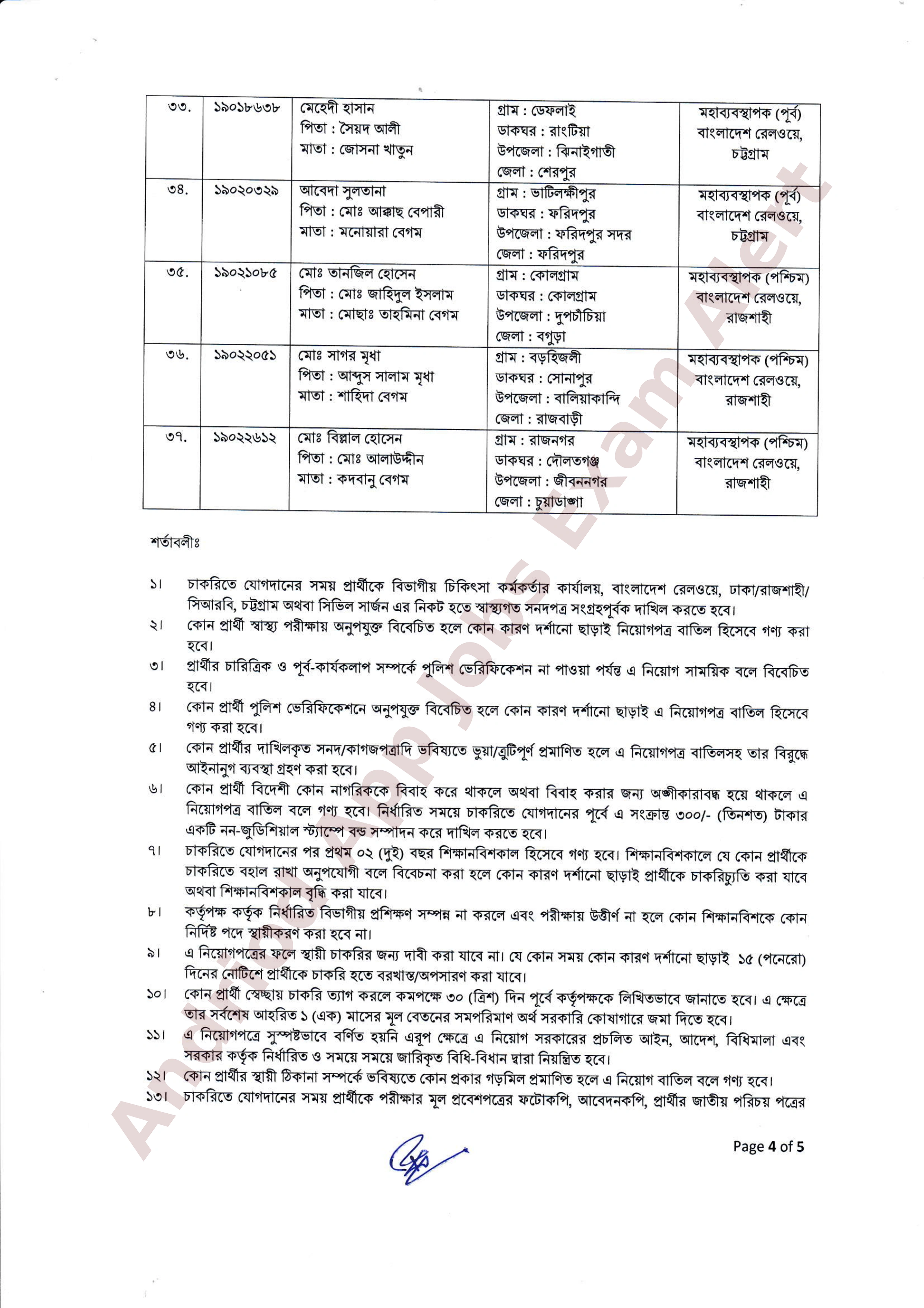 বাংলাদেশ রেলওয়ের নিয়োগ পরীক্ষার চূড়ান্ত ফলাফল ও নিয়োগাদেশ প্রকাশ