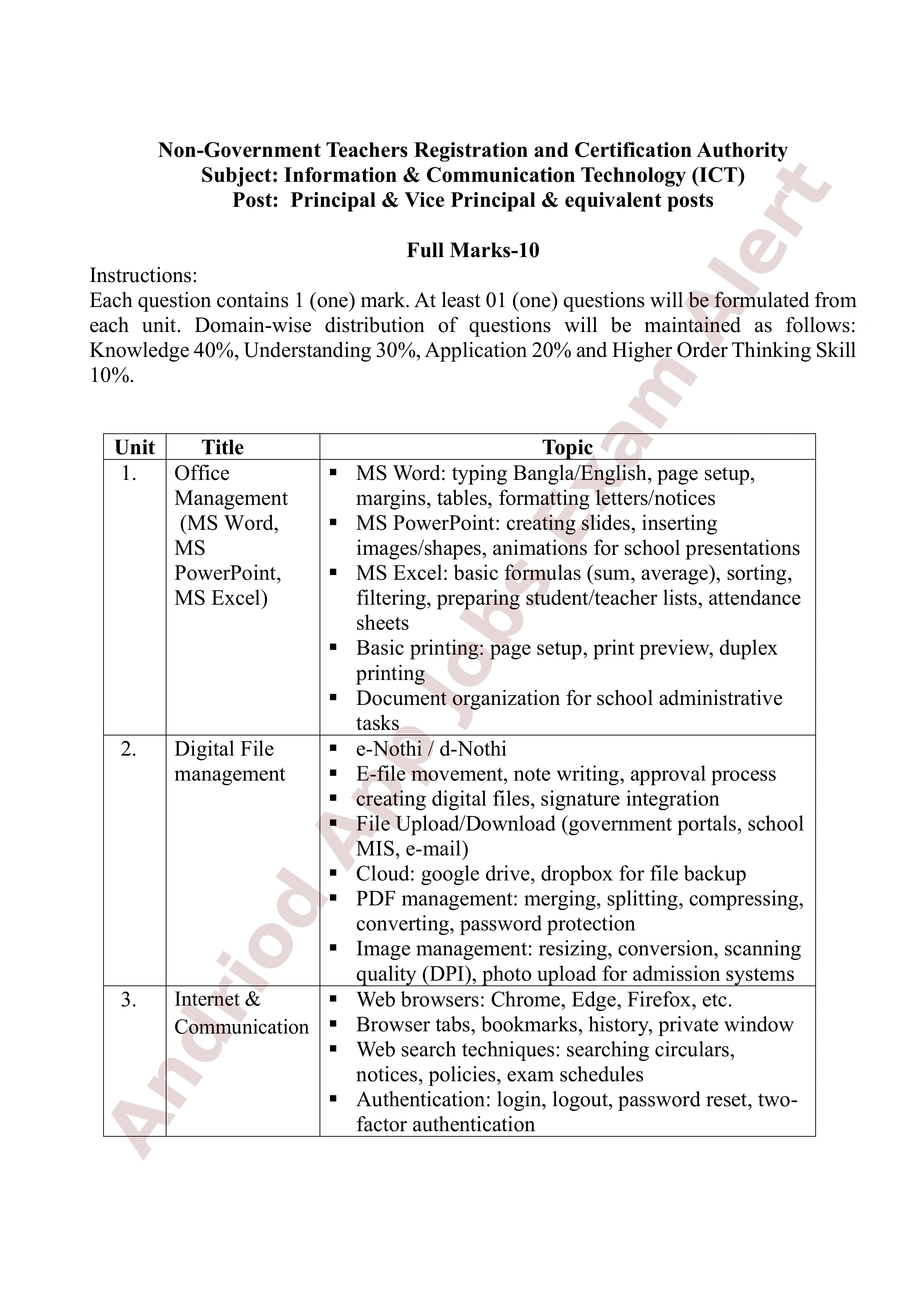 ৮ম এনটিআরসিএ (প্রতিষ্ঠান প্রধান) নিয়োগ পরীক্ষার পূর্ণাঙ্গ সিলেবাস প্রকাশ