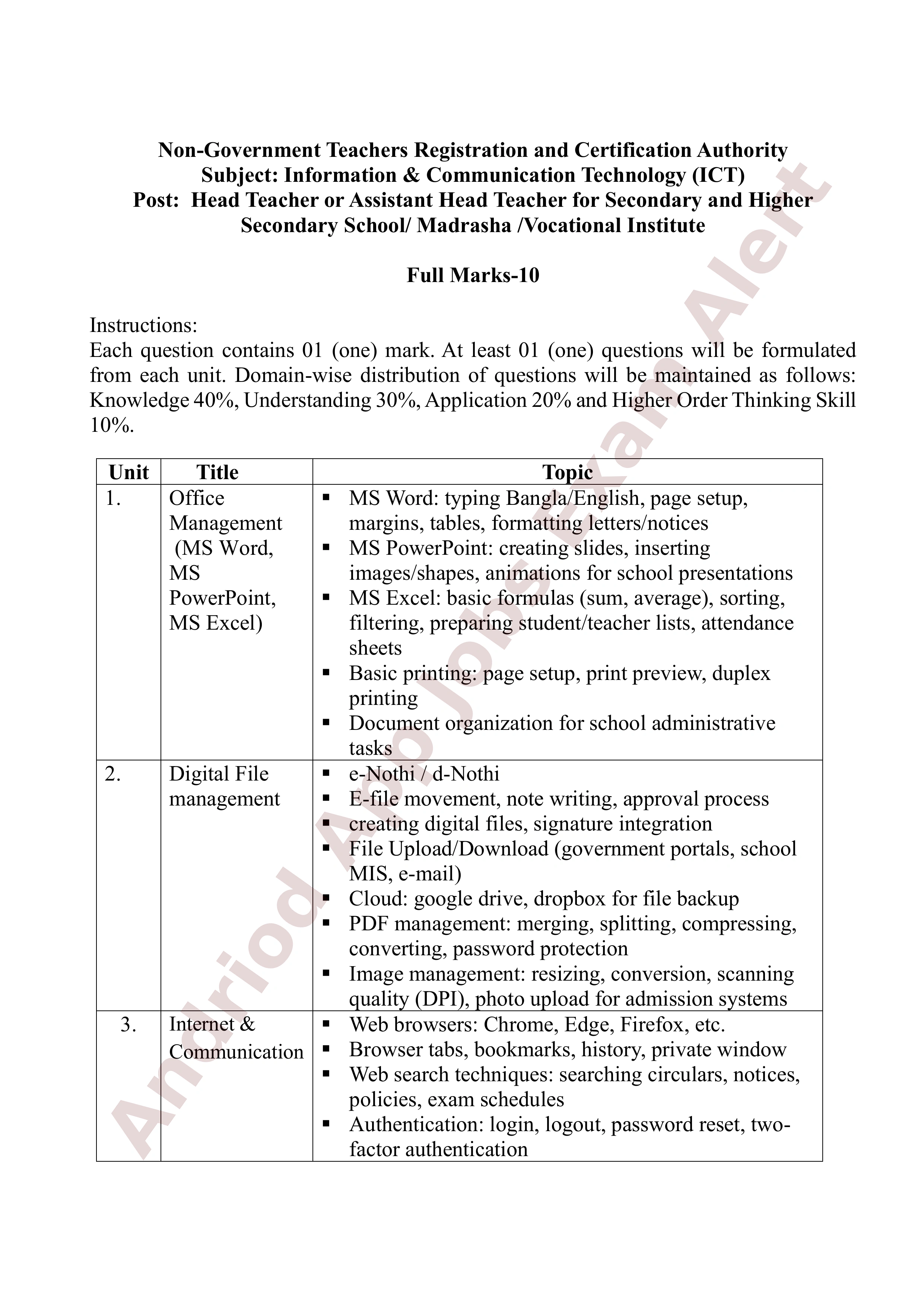 ৮ম এনটিআরসিএ (প্রতিষ্ঠান প্রধান) নিয়োগ পরীক্ষার পূর্ণাঙ্গ সিলেবাস প্রকাশ
