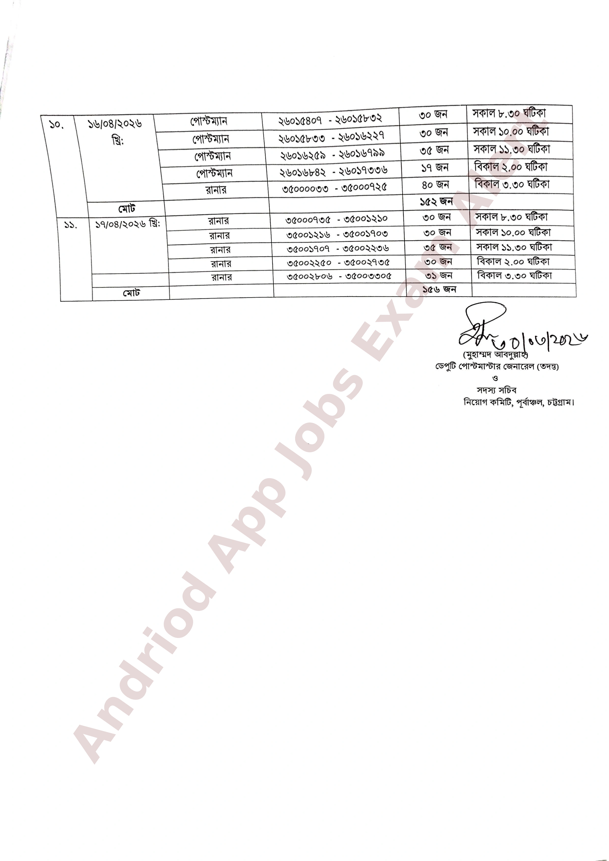 পোস্টমাস্টার জেনারেলের কার্যালয় (পূর্বাঞ্চল, চট্টগ্রাম) এর মৌখিক পরীক্ষার সময়সূচি প্রকাশ