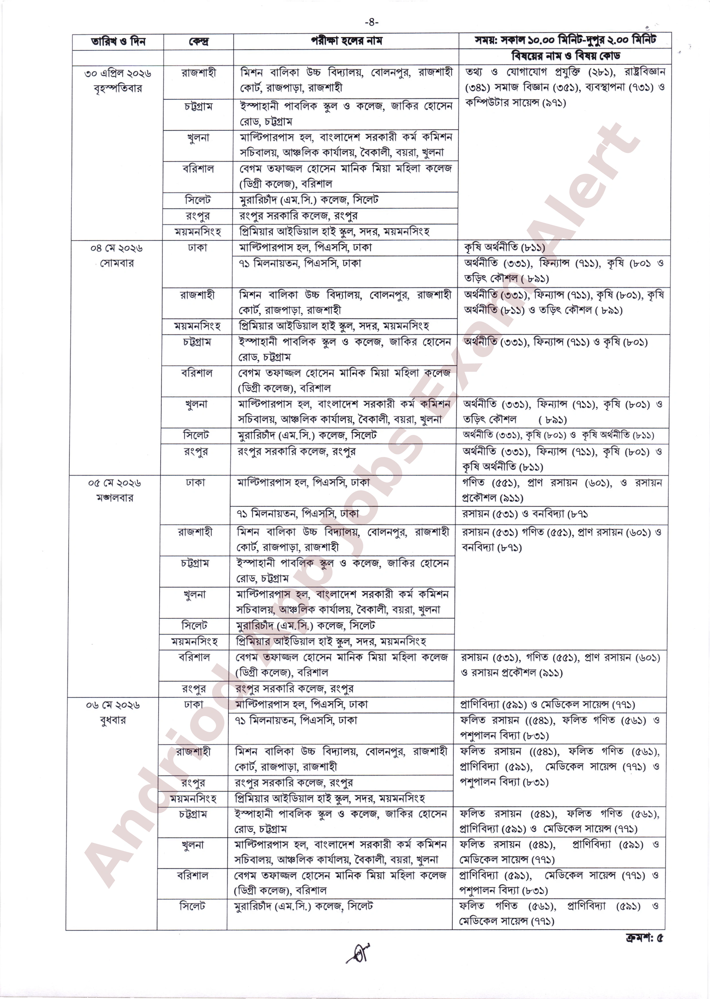 ৫০তম বি.সি.এস. লিখিত পরীক্ষার সময়সূচি আসন ব্যবস্থা এবং পরীক্ষার্থীদের জন্য প্রয়োজনীয় দিকনির্দেশনা সম্বলিত বিজ্ঞপ্তি প্রকাশ করেছে।
