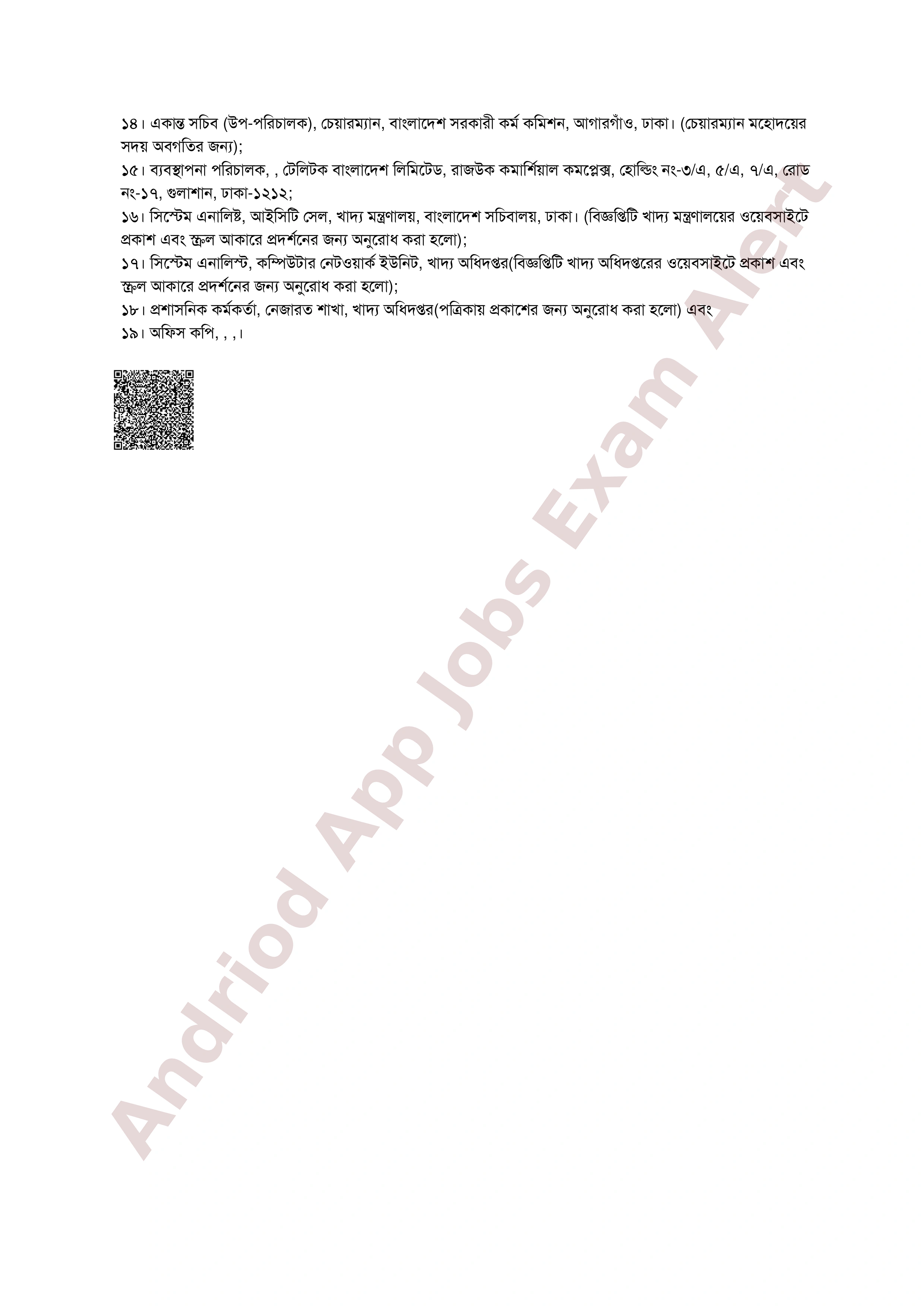 খাদ্য অধিদপ্তরের চাকরির ব্যবহারিক পরীক্ষার ফলাফল প্রকাশ