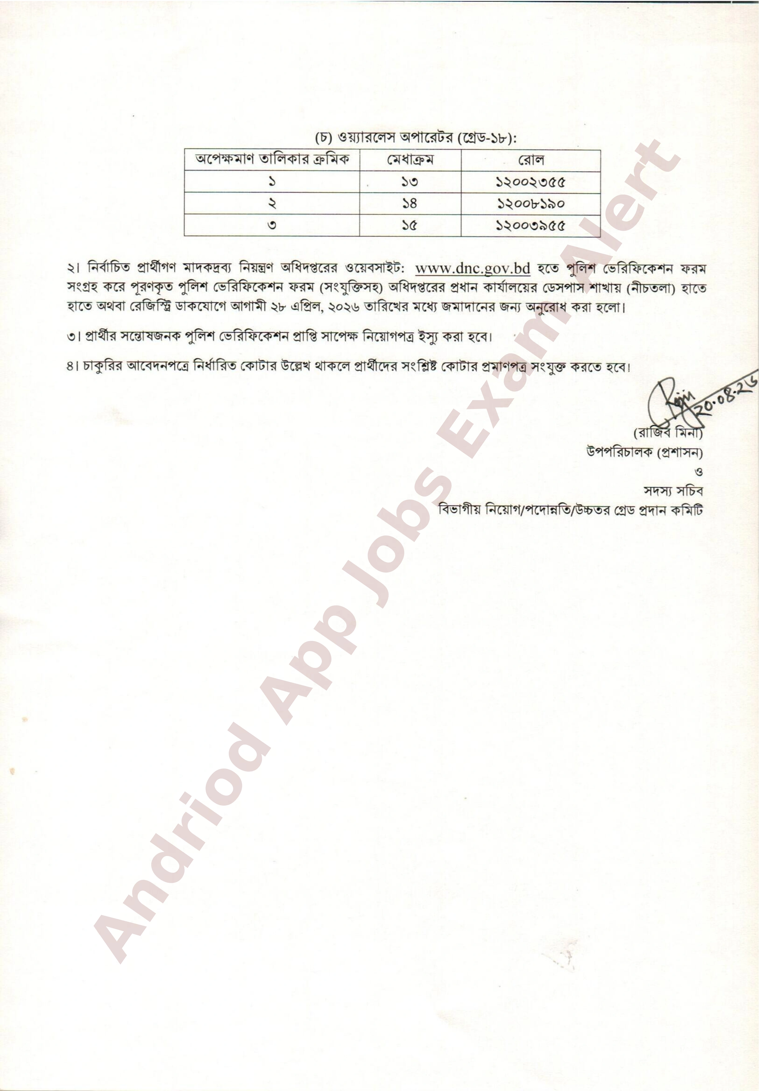 মাদকদ্রব্য নিয়ন্ত্রণ অধিদপ্তরের বিভিন্ন পদের নিয়োগের ফলাফল (অপেক্ষমাণ তালিকা) প্রকাশ