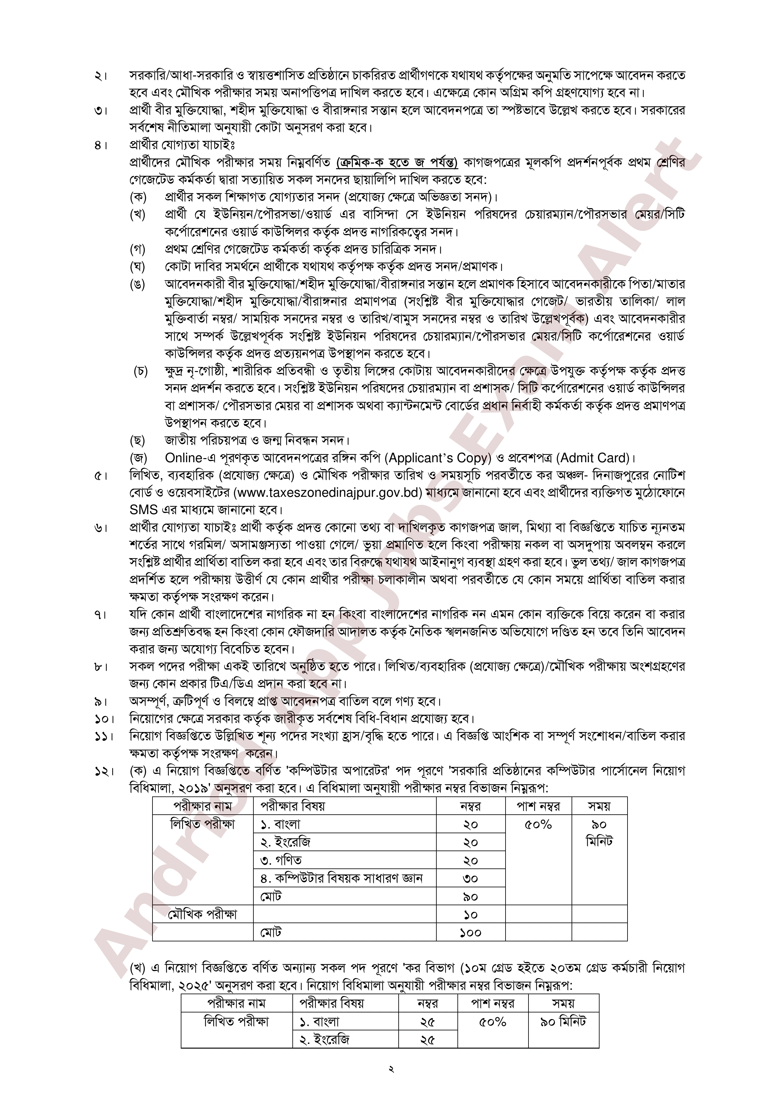 ১২২ পদে কর অঞ্চল-দিনাজপুরের নতুন নিয়োগ বিজ্ঞপ্তি প্রকাশ
