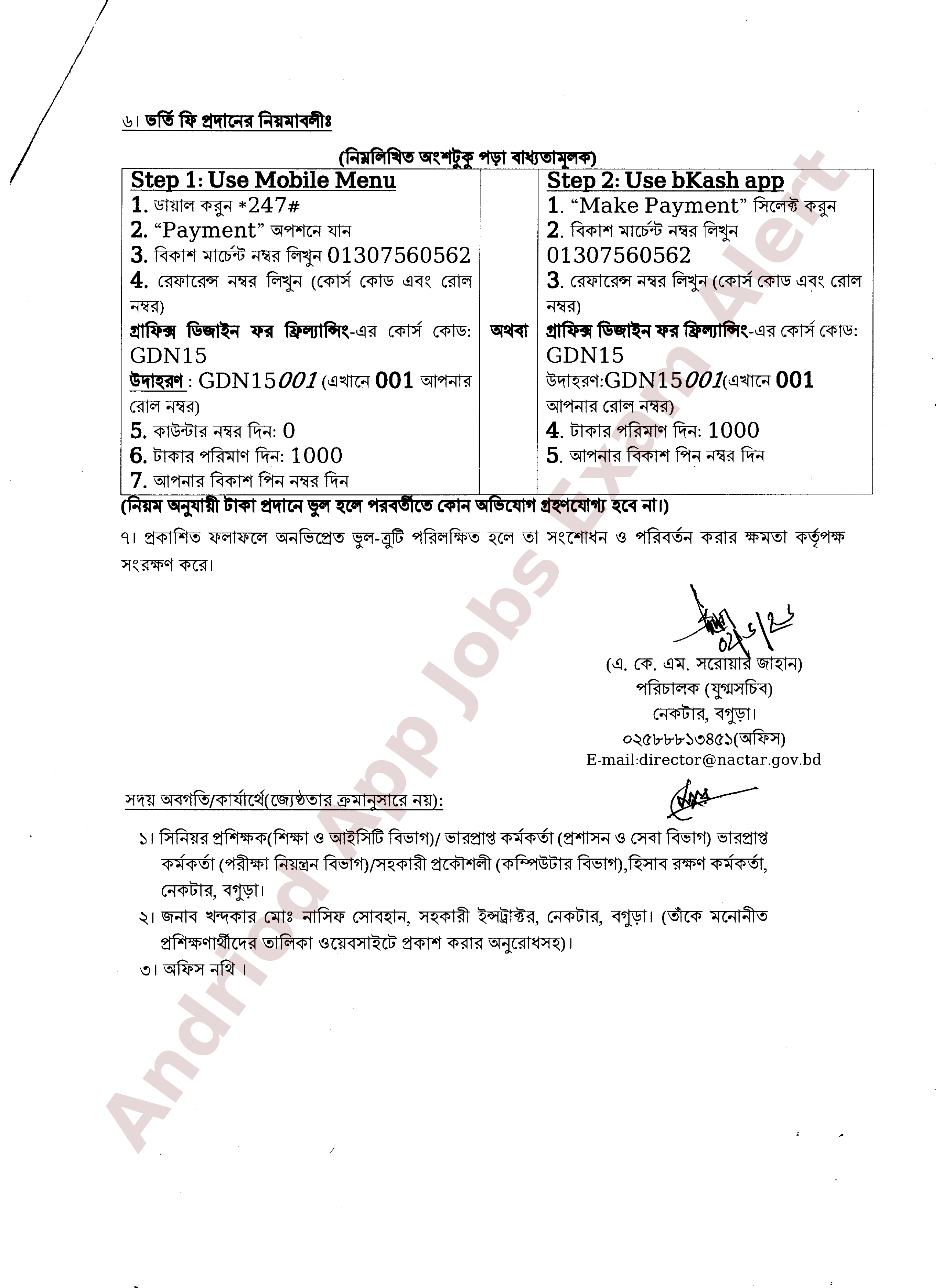 জাতীয় কম্পিউটার প্রশিক্ষণ ও গবেষণা একাডেমী (নেকটার) এর প্রশিক্ষণ কোর্সের ফলাফল প্রকাশ