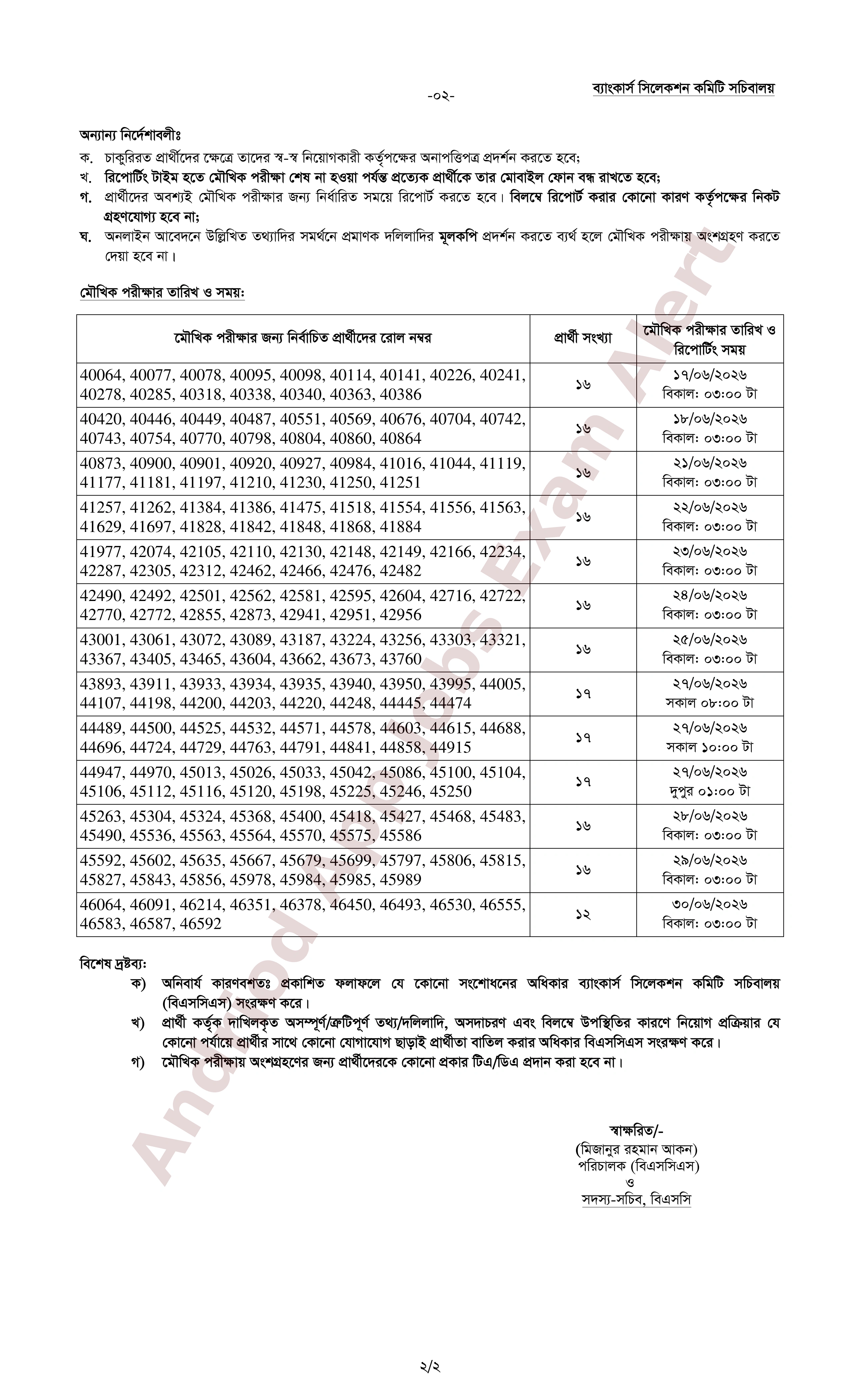 ৩টি ব্যাংকের ৬৯টি পদের লিখিত পরীক্ষার ফলাফল প্রকাশ