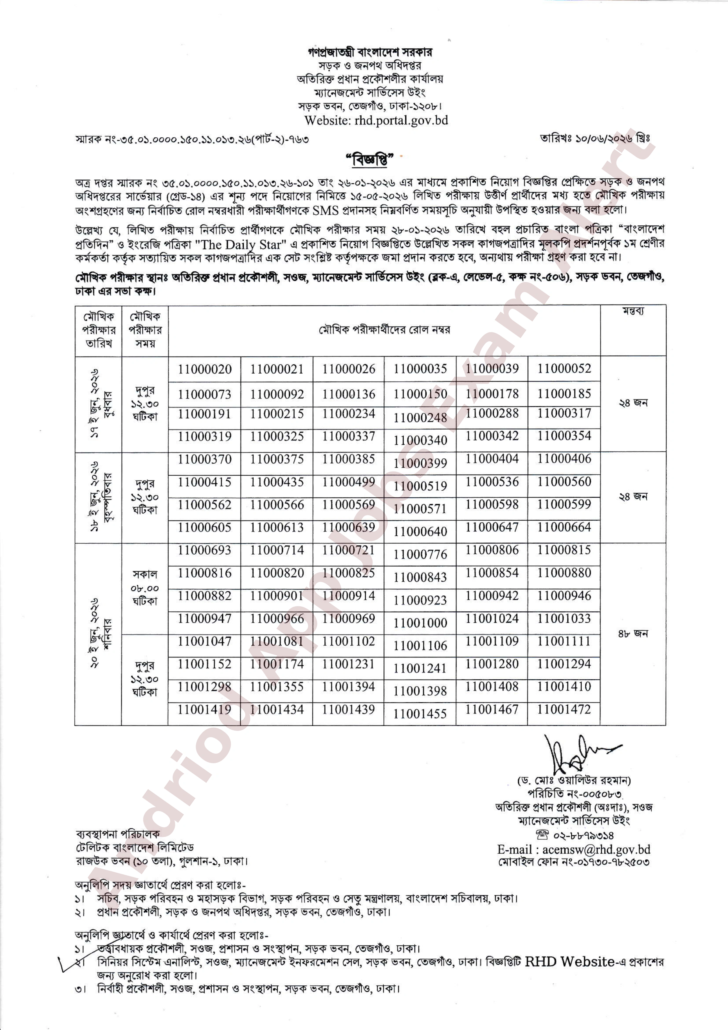 সড়ক ও জনপথ অধিদপ্তরে সার্ভেয়ার পদে চাকরির পরীক্ষার ফলাফল প্রকাশ