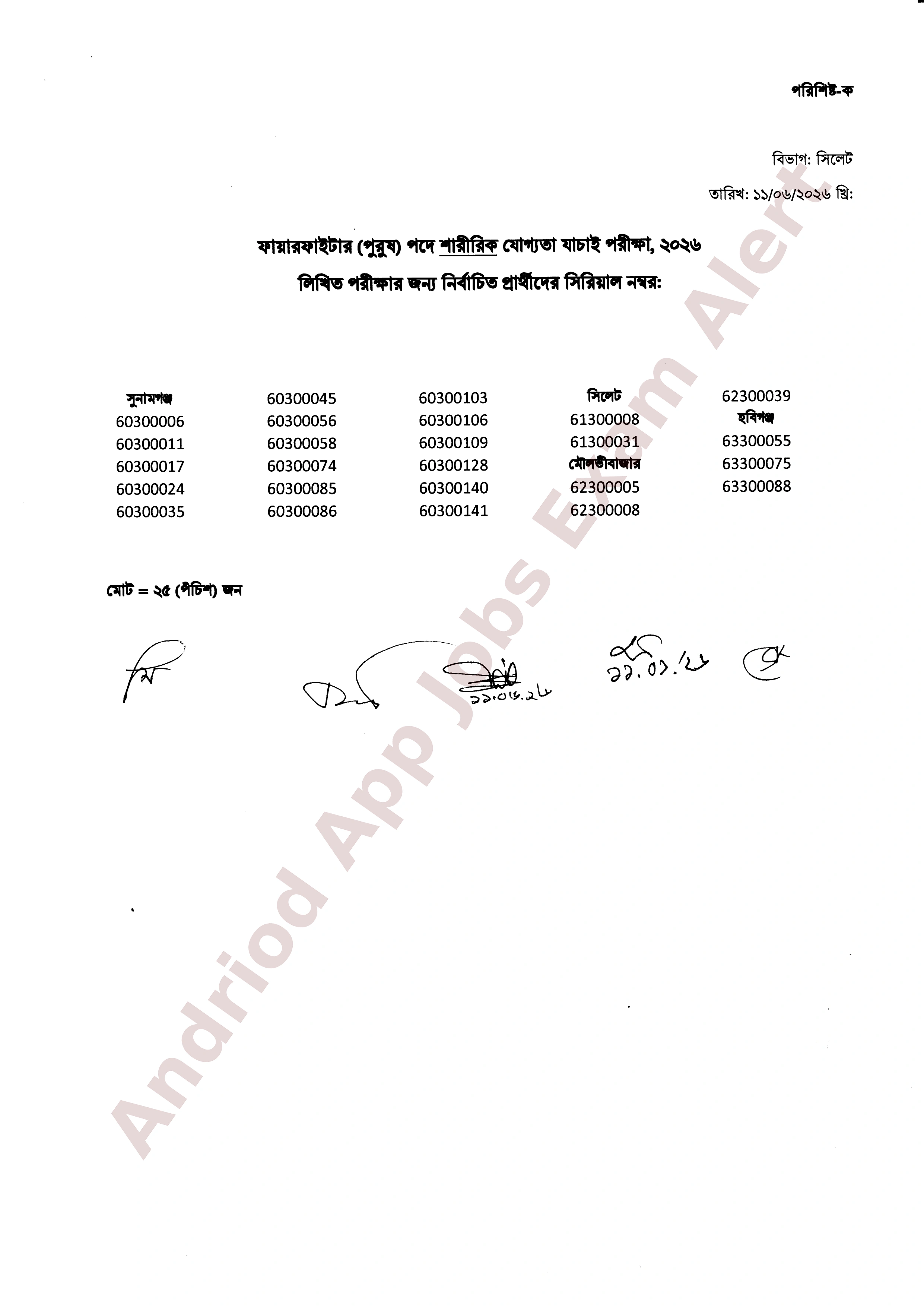 ফায়ার সার্ভিস ও সিভিল ডিফেন্স অধিদপ্তরের লিখিত পরীক্ষার যোগ্য প্রার্থীদের তালিকা প্রকাশ