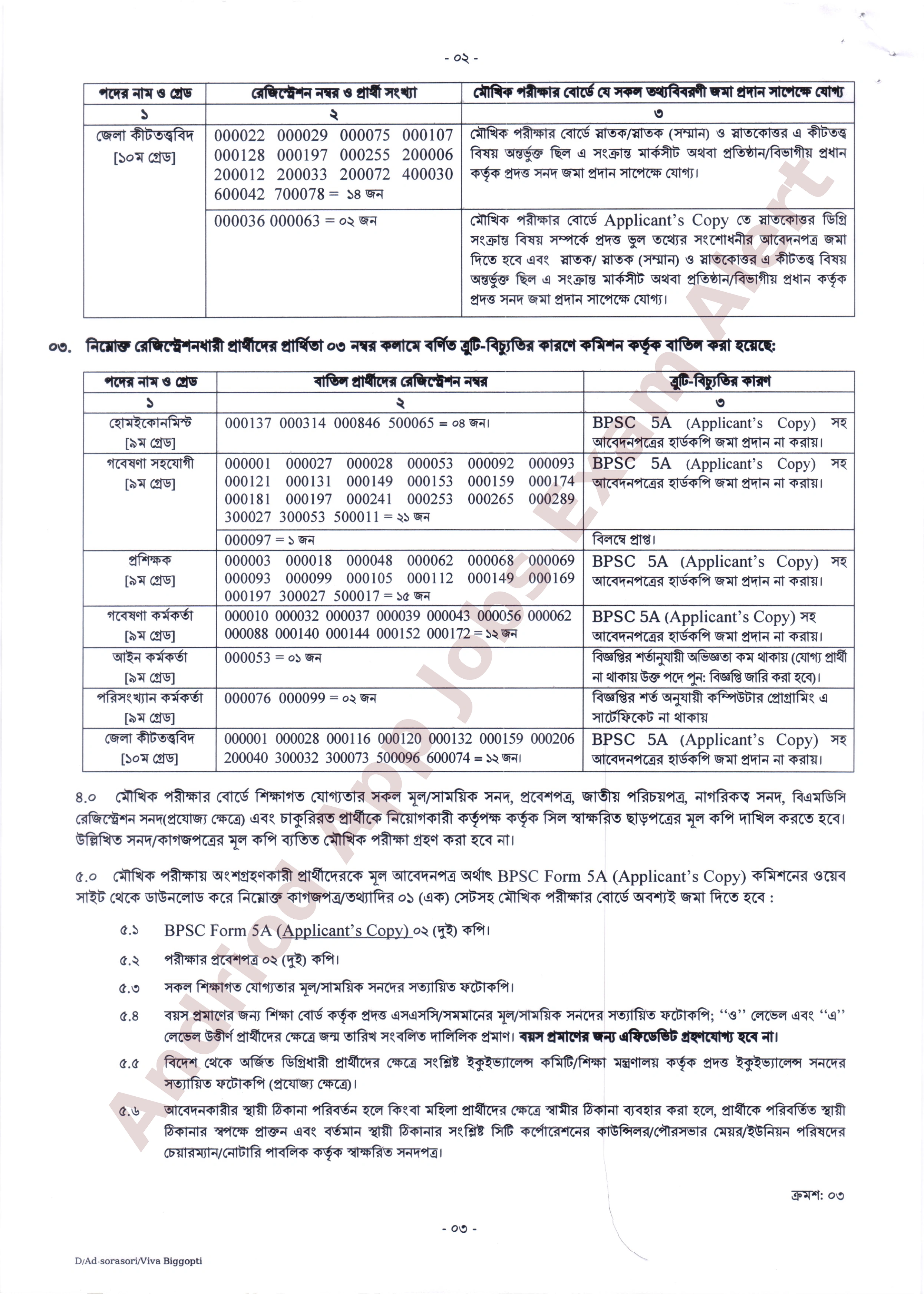 বাংলাদেশ সরকারি কর্ম কমিশনের বিভিন্ন পদের মৌখিক পরীক্ষার সময়সূচি প্রকাশ
