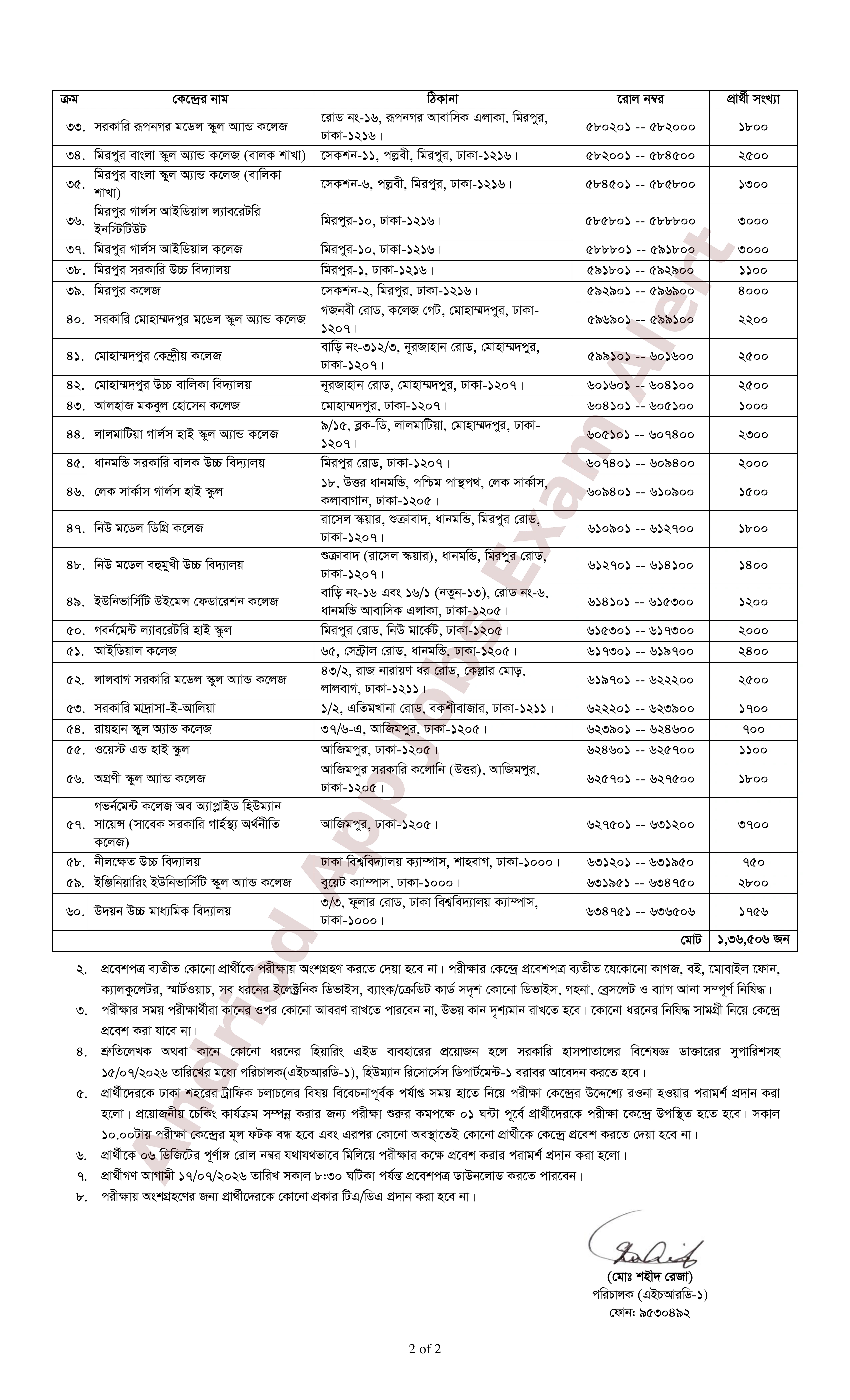 বাংলাদেশ ব্যাংকের (সহকারী পরিচালক) পদের MCQ পরীক্ষার সময়সূচি কেন্দ্র তালিকা ও আসন বিন্যাস প্রকাশ