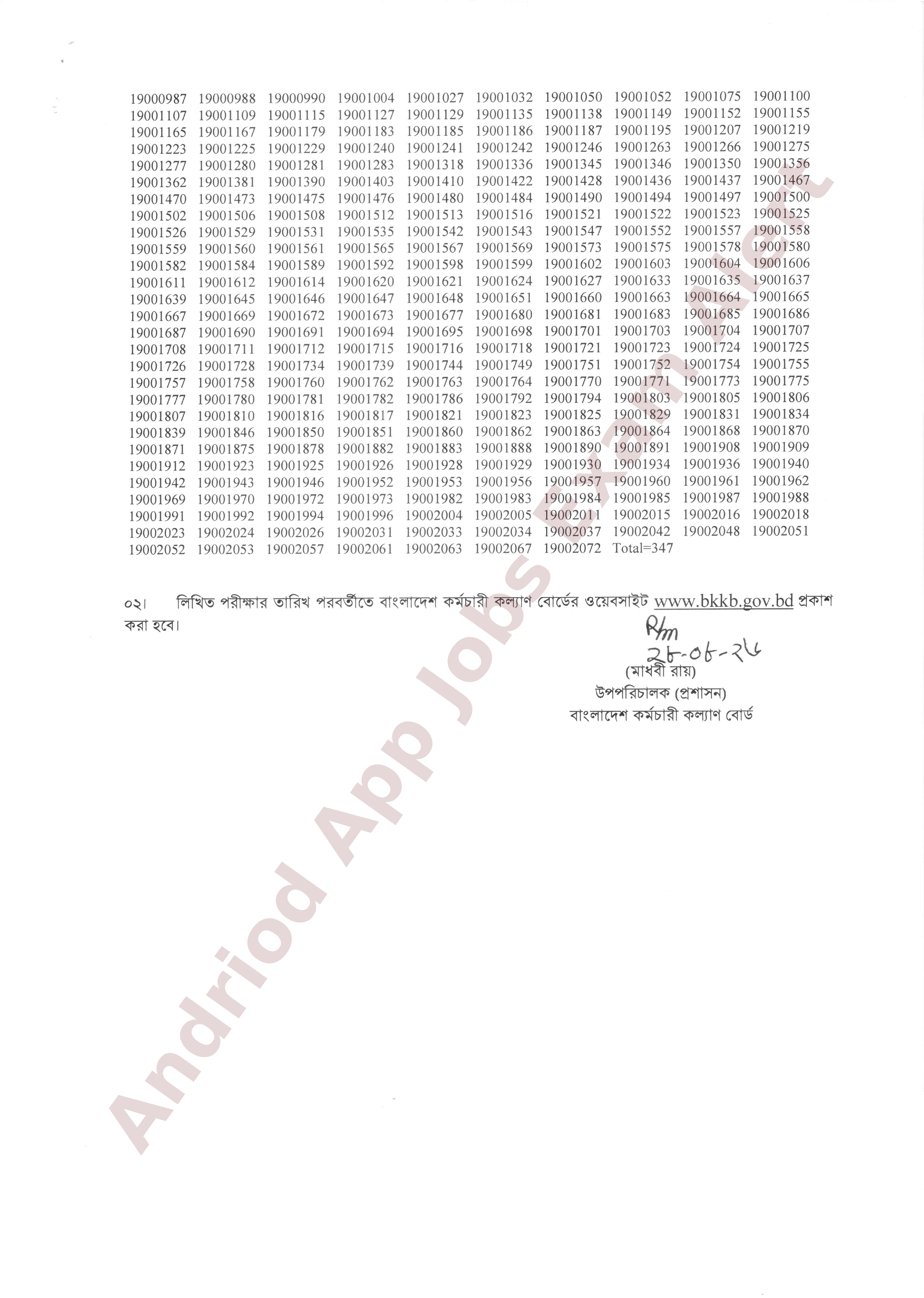 বাংলাদেশ কর্মচারী কল্যাণ বোর্ডের MCQ পরীক্ষার  ফলাফল প্রকাশ 