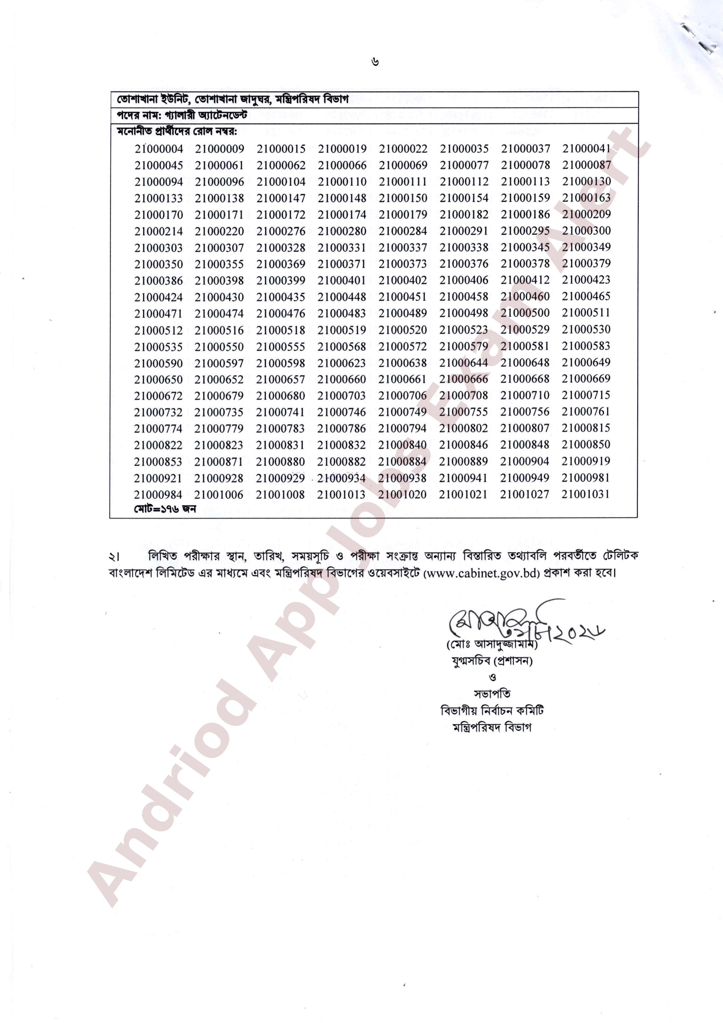 মন্ত্রিপরিষদ বিভাগের বিভিন্ন পদের MCQ পরীক্ষার ফলাফল প্রকাশ