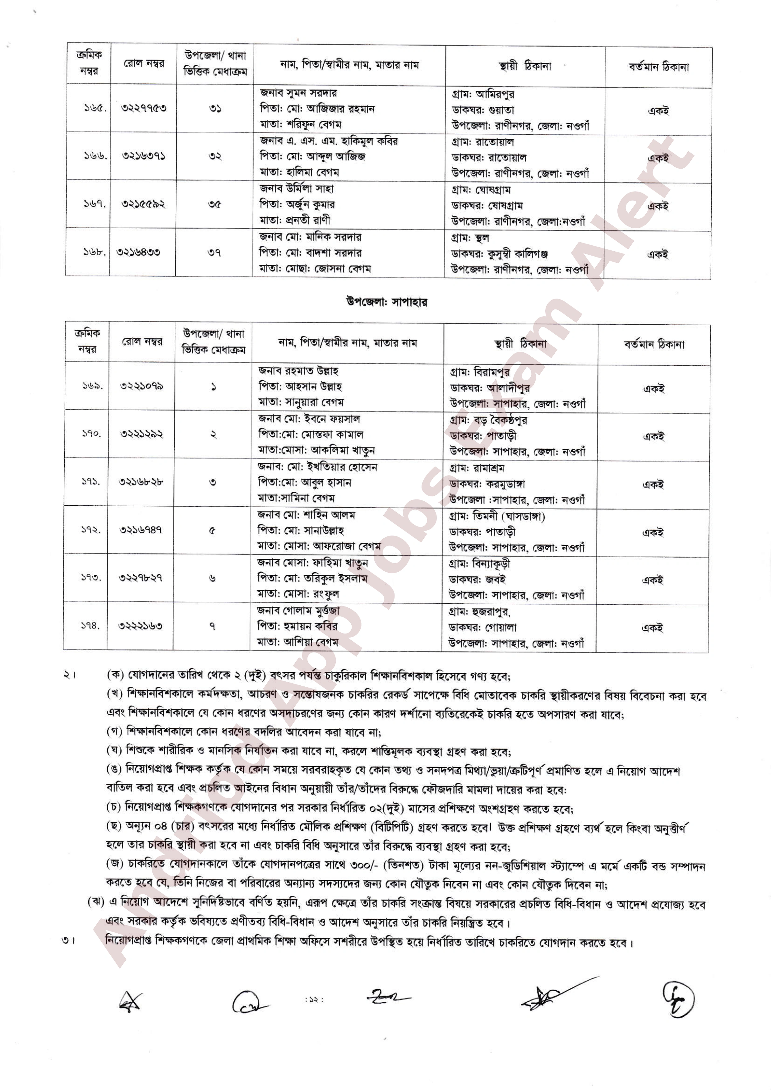 নওগাঁ জেলা প্রাথমিক শিক্ষা অফিসের অধীনে ১৭৪ জন সহকারী শিক্ষকের নিয়োগপত্র প্রকাশ