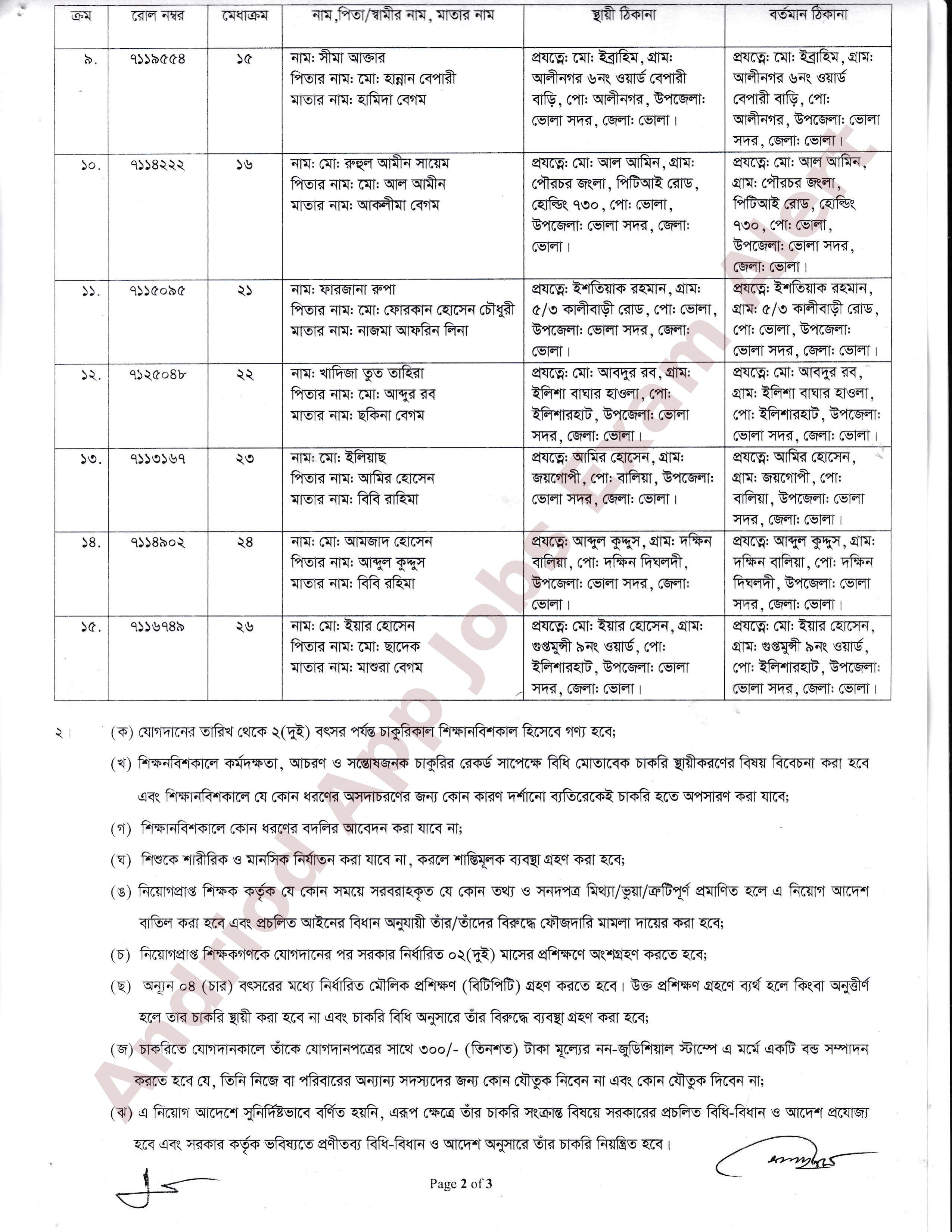 ভোলা জেলা প্রাথমিক শিক্ষা অফিসের নিয়োগপত্র প্রকাশ