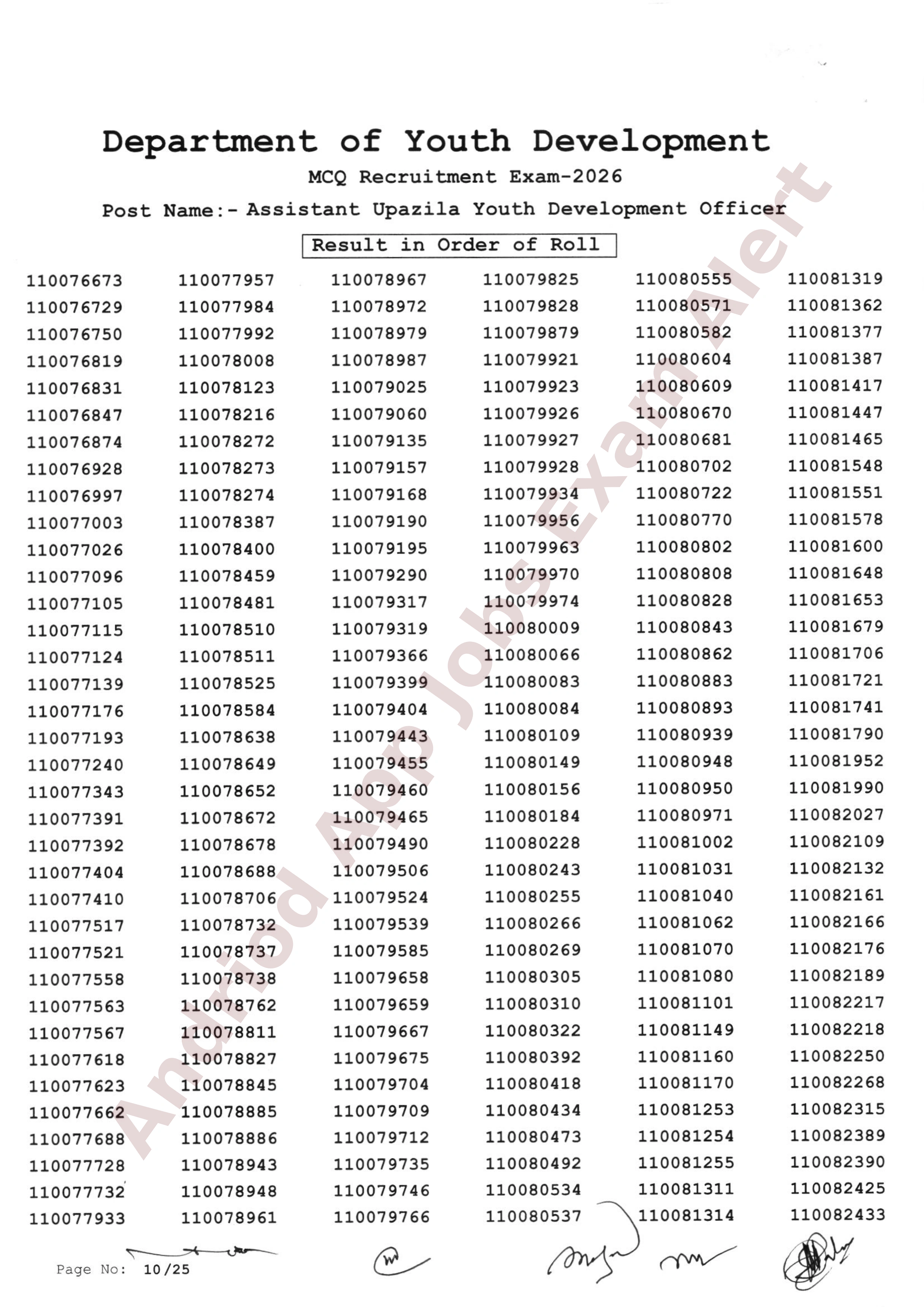 যুব উন্নয়ন অধিদপ্তরের MCQ পরীক্ষার ফলাফল প্রকাশ