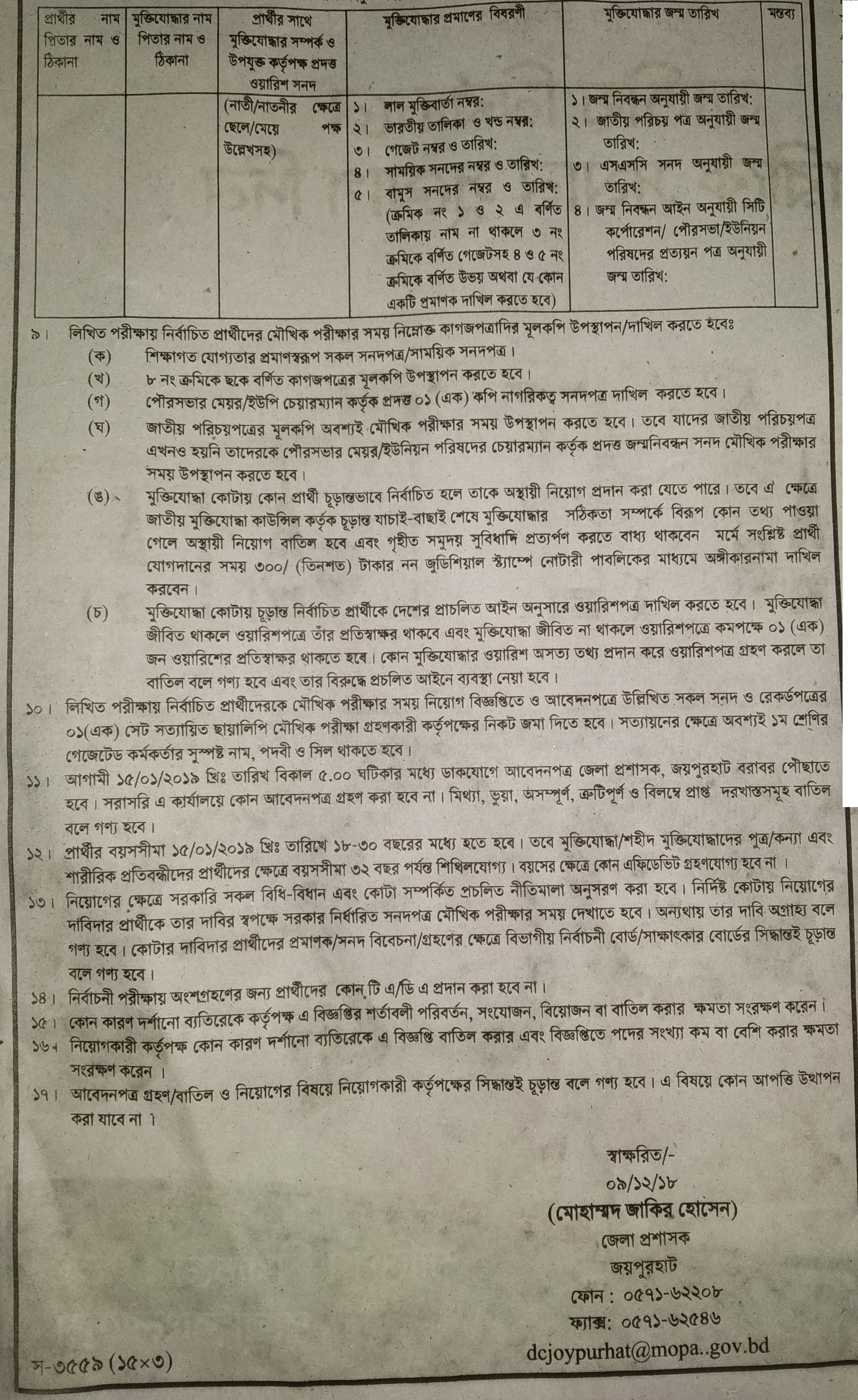 জেলা প্রশাসকের কার্যালয়ে নতুন নিয়োগ বিজ্ঞপ্তি প্রকাশ 