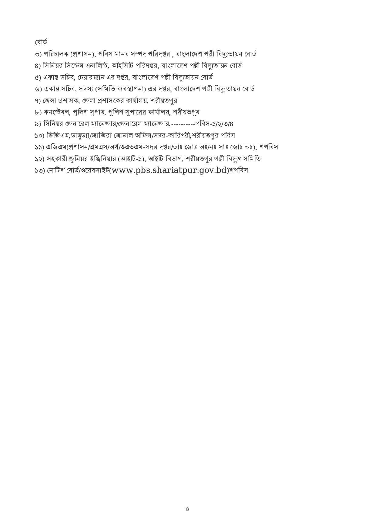 শরীয়তপুর পল্লী বিদ্যুৎ সমিতির নতুন নিয়োগ বিজ্ঞপ্তি প্রকাশ