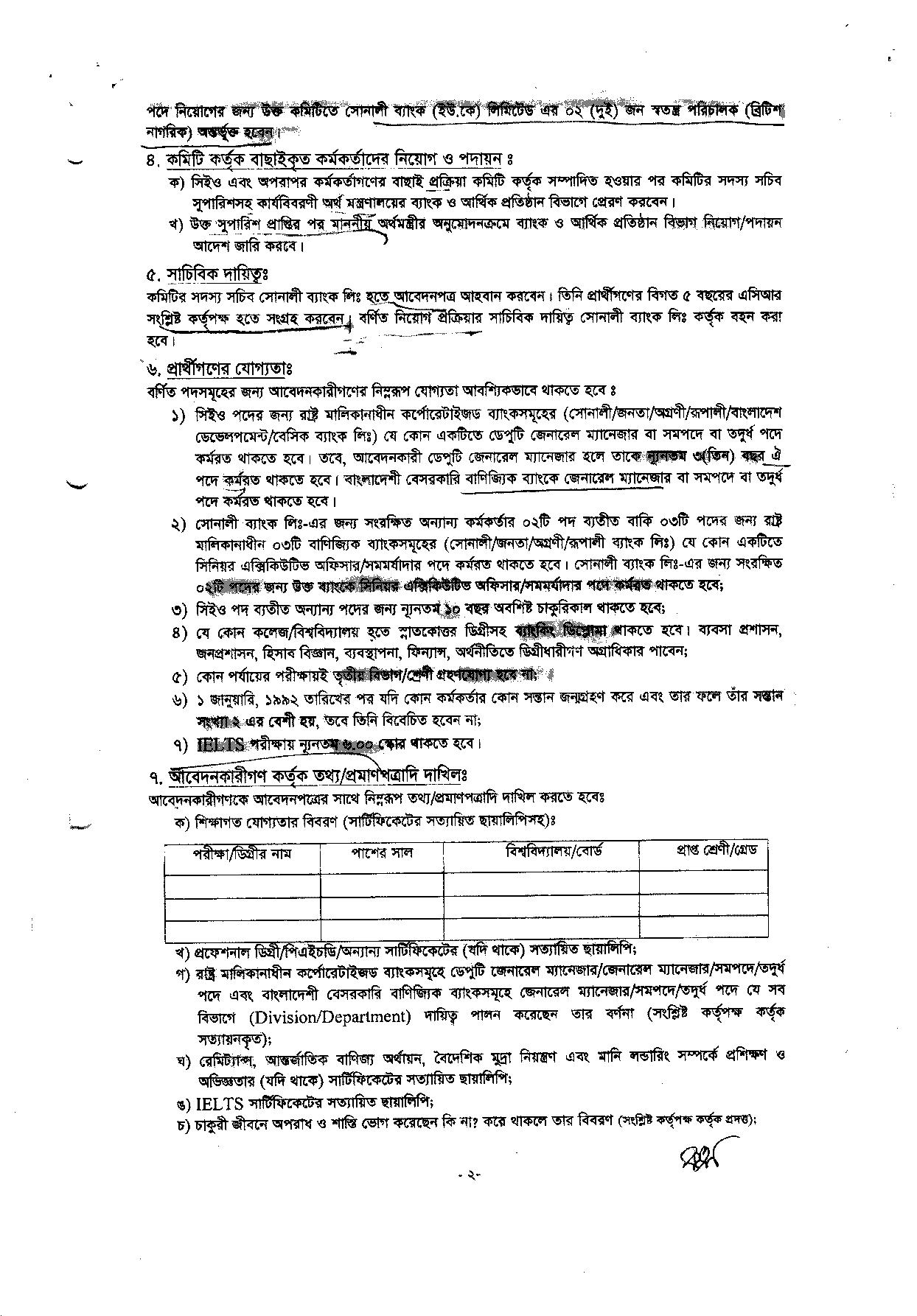 সোনালী ব্যাংক লিমিটেডের নতুন নিয়োগ বিজ্ঞপ্তি প্রকাশ