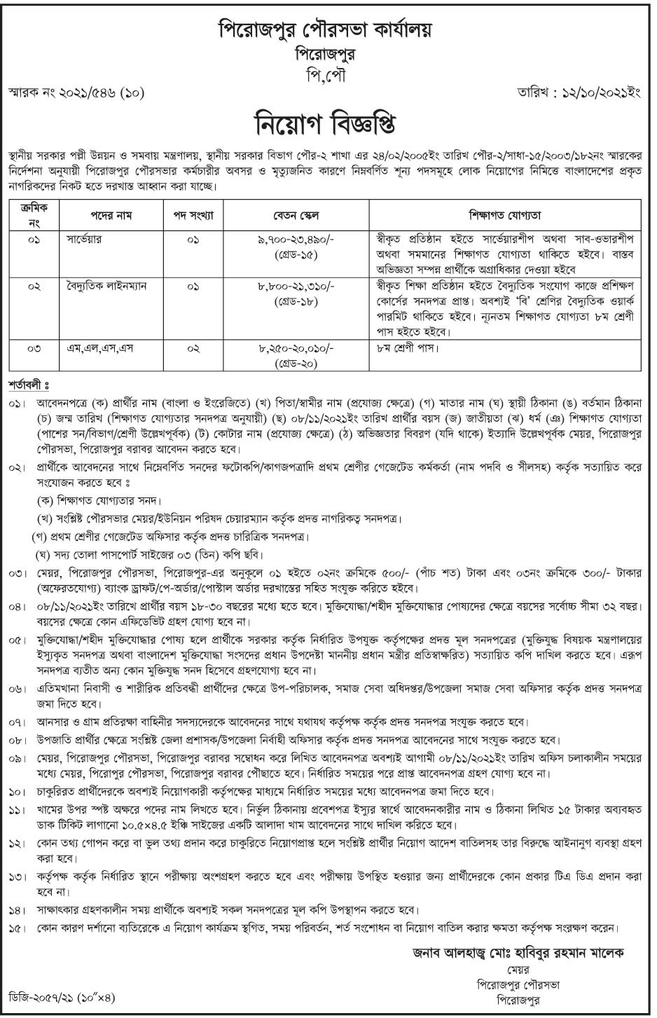১৬ টি জেলার পরিবার পরিকল্পনা কার্যালয় এর নিয়োগ বিজ্ঞপ্তির সংশোধনী প্রকাশ