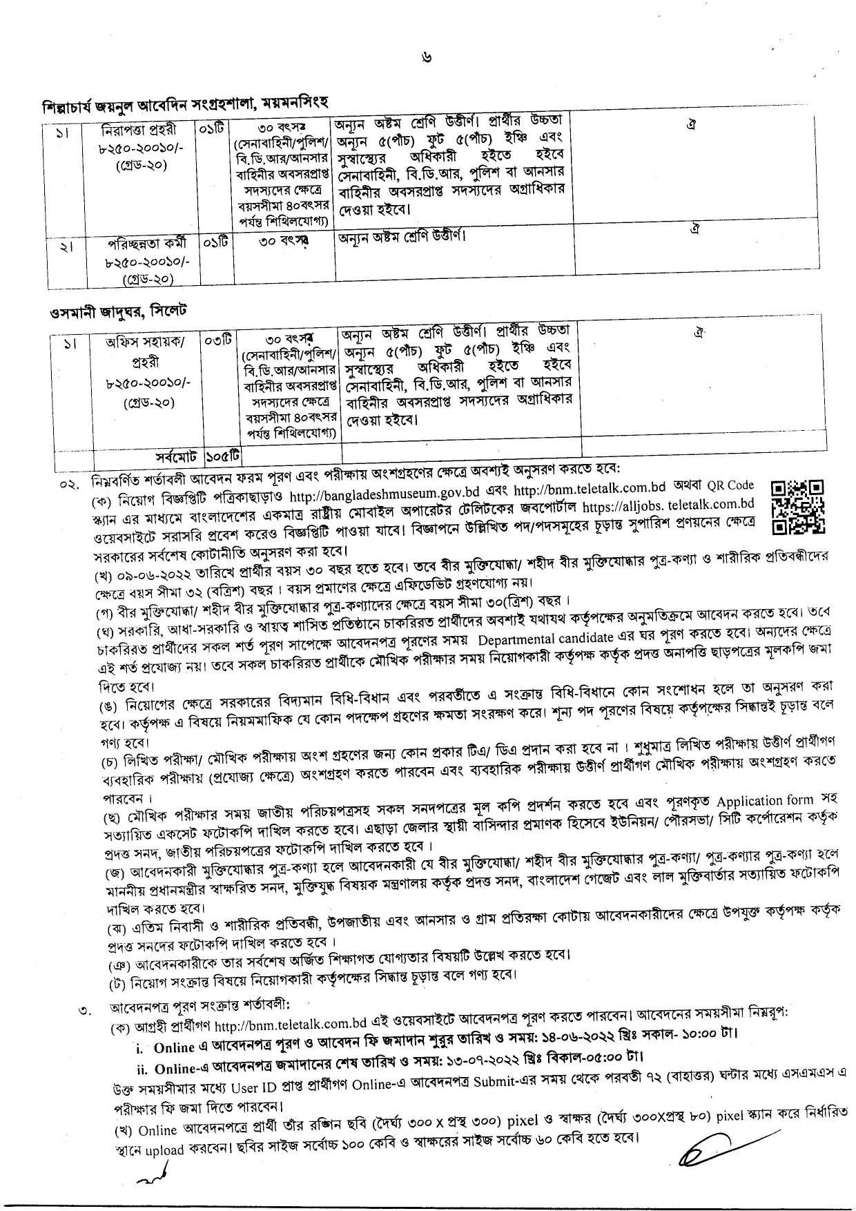 ১০৫ পদে বাংলাদেশ জাতীয় জাদুঘর এর নতুন নিয়োগ বিজ্ঞপ্তি প্রকাশ
