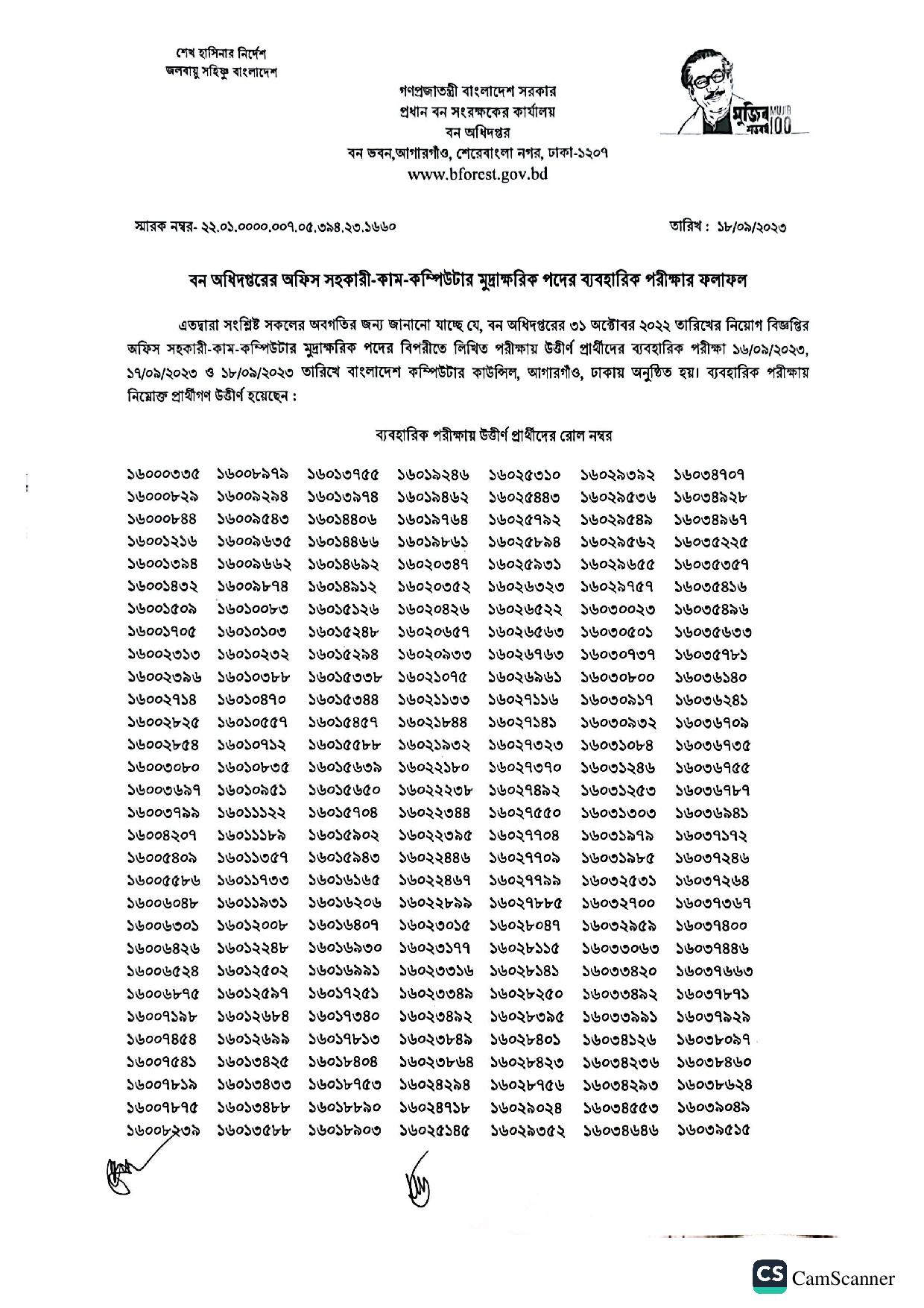 বন অধিদপ্তরের ব্যবহারিক পরীক্ষার ফলাফল প্রকাশ