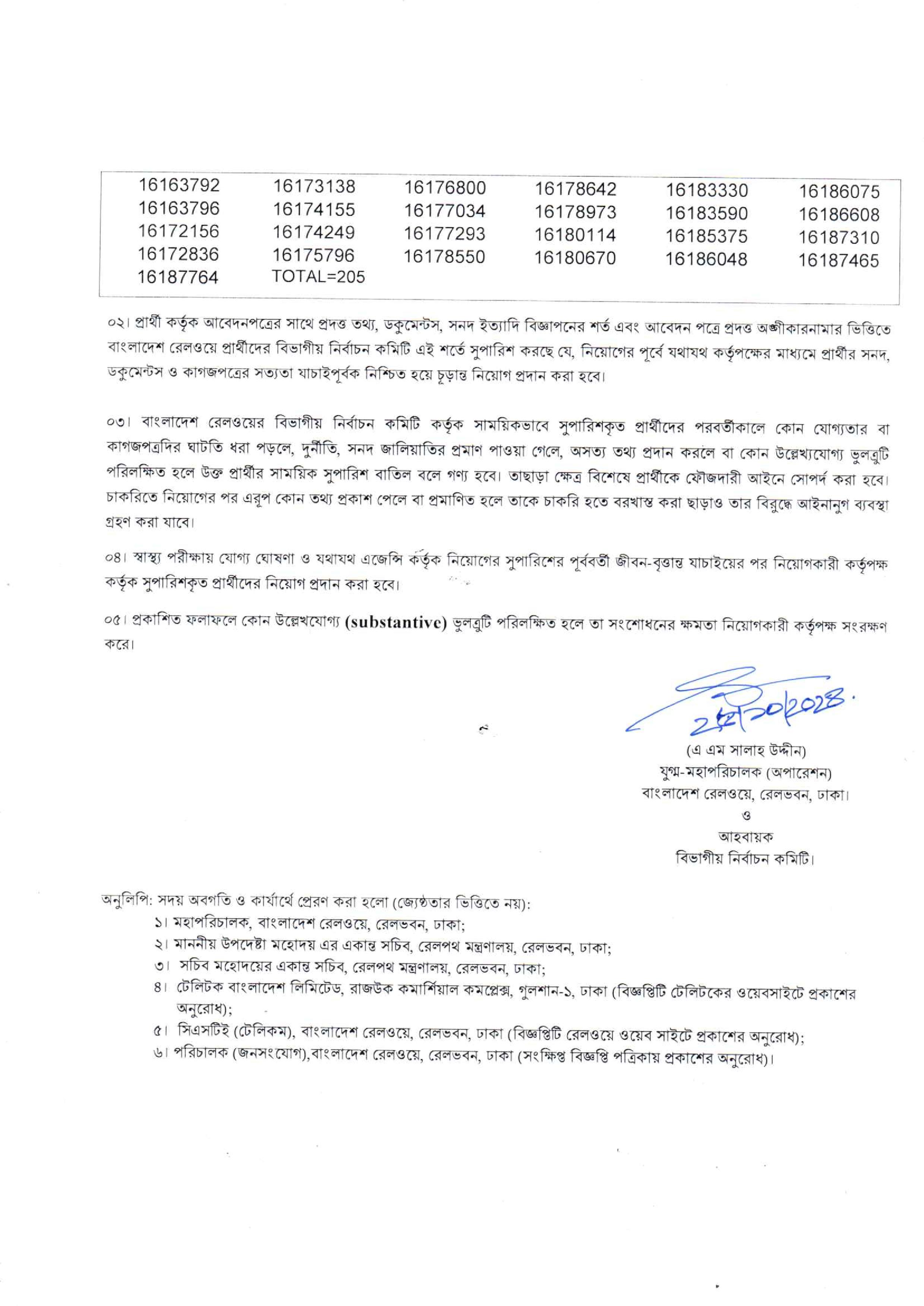 বাংলাদেশ রেলওয়ের চাকরির পরীক্ষার চূড়ান্ত ফলাফল প্রকাশ 