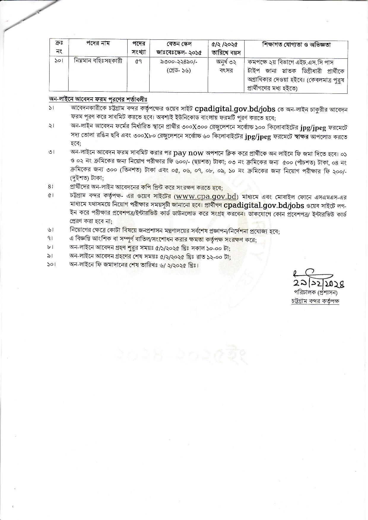 ৭৯ পদে চট্টগ্রাম বন্দর কর্তৃপক্ষের চাকরির নতুন নিয়োগ বিজ্ঞপ্তি প্রকাশ