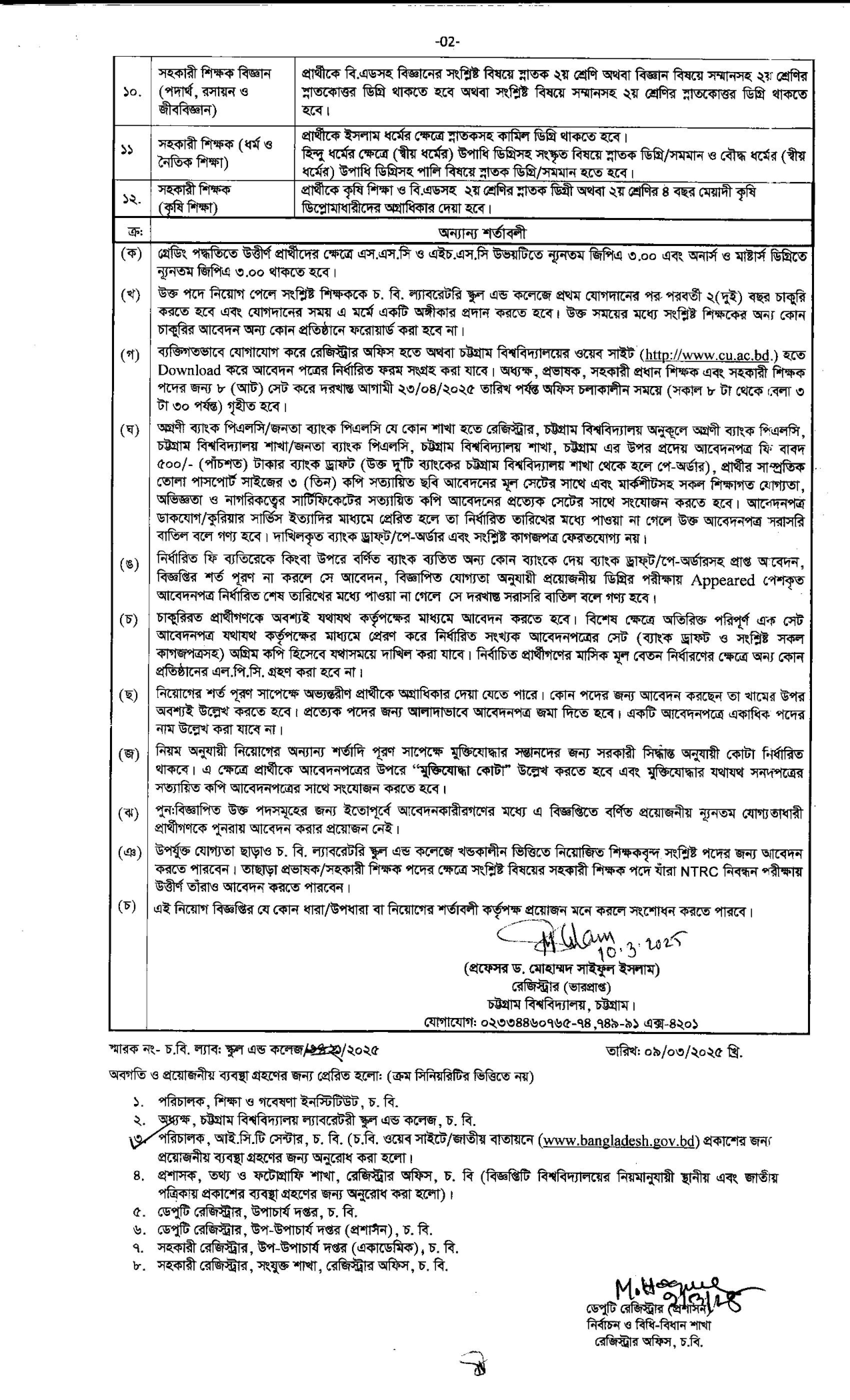 চট্টগ্রাম বিশ্ববিদ্যালয় ল্যাবরেটরী স্কুল এন্ড কলেজের নিয়োগ বিজ্ঞপ্তি প্রকাশ
